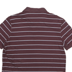 CALVIN KLEIN Mens Maroon & White Striped Short Sleeve Polo Shirt L Cotton Casual