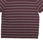 CALVIN KLEIN Mens Maroon & White Striped Short Sleeve Polo Shirt L Cotton Casual