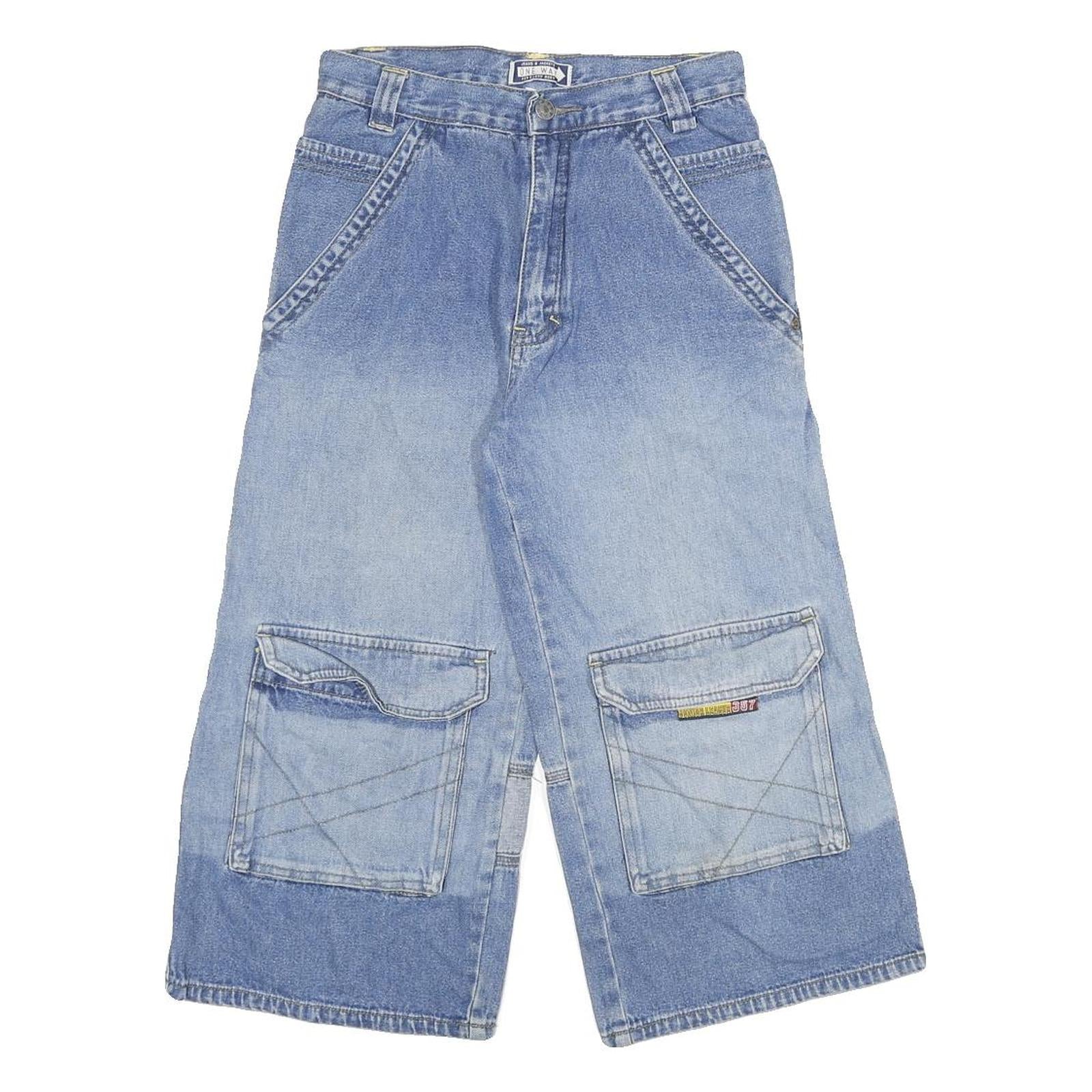 ONE WAY Womens Denim Blue Cargo Shorts 357 Patch XXS W24 Casual Summer