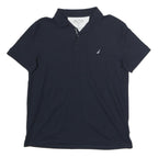 NAUTICA Mens Navy Blue Slim Fit Short Sleeve Plain Polo Shirt XL Classic