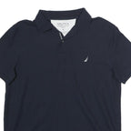 NAUTICA Mens Navy Blue Slim Fit Short Sleeve Plain Polo Shirt XL Classic