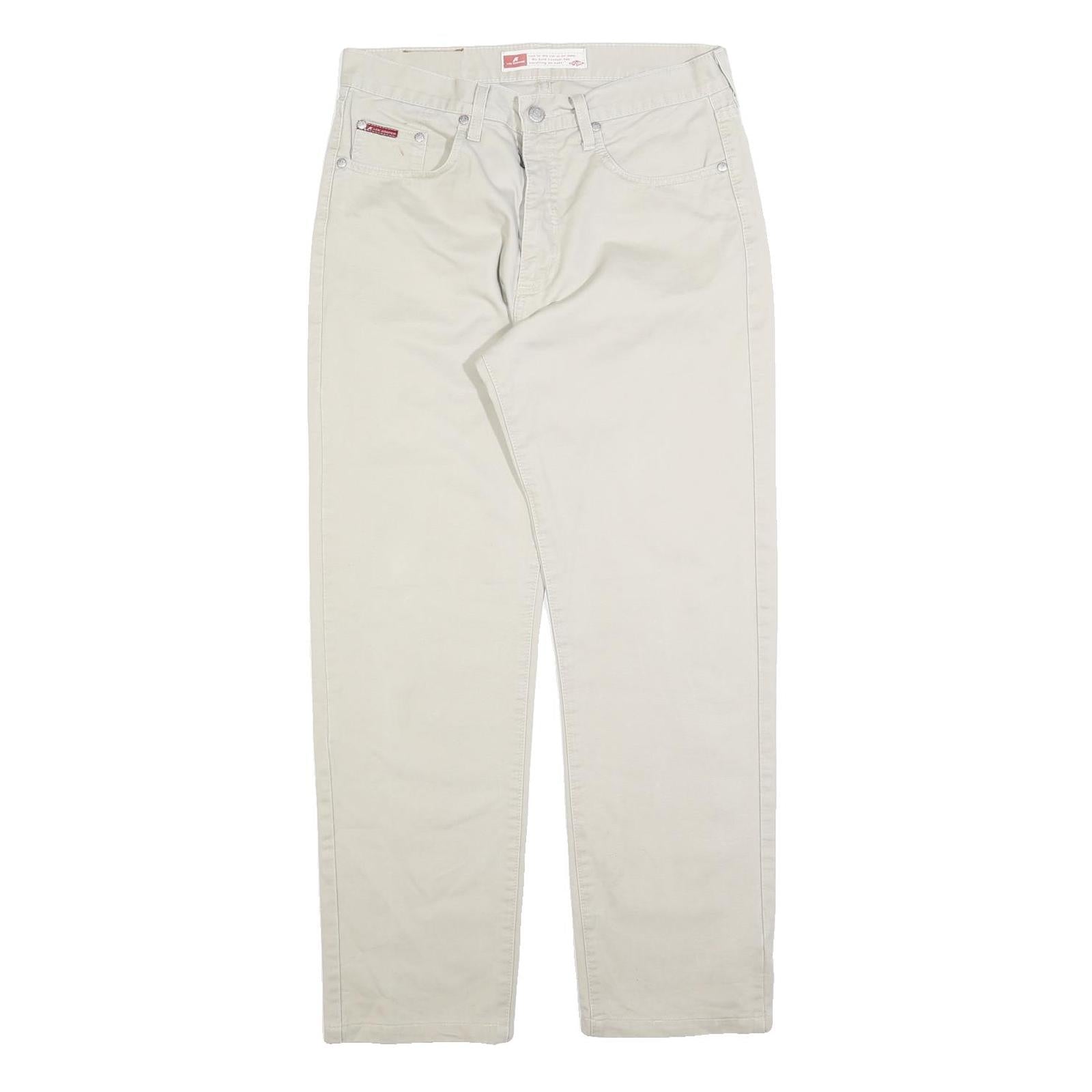 LEE COOPER Mens Cotton Blend Beige Regular Straight Trousers W32 L29 Classic Zip