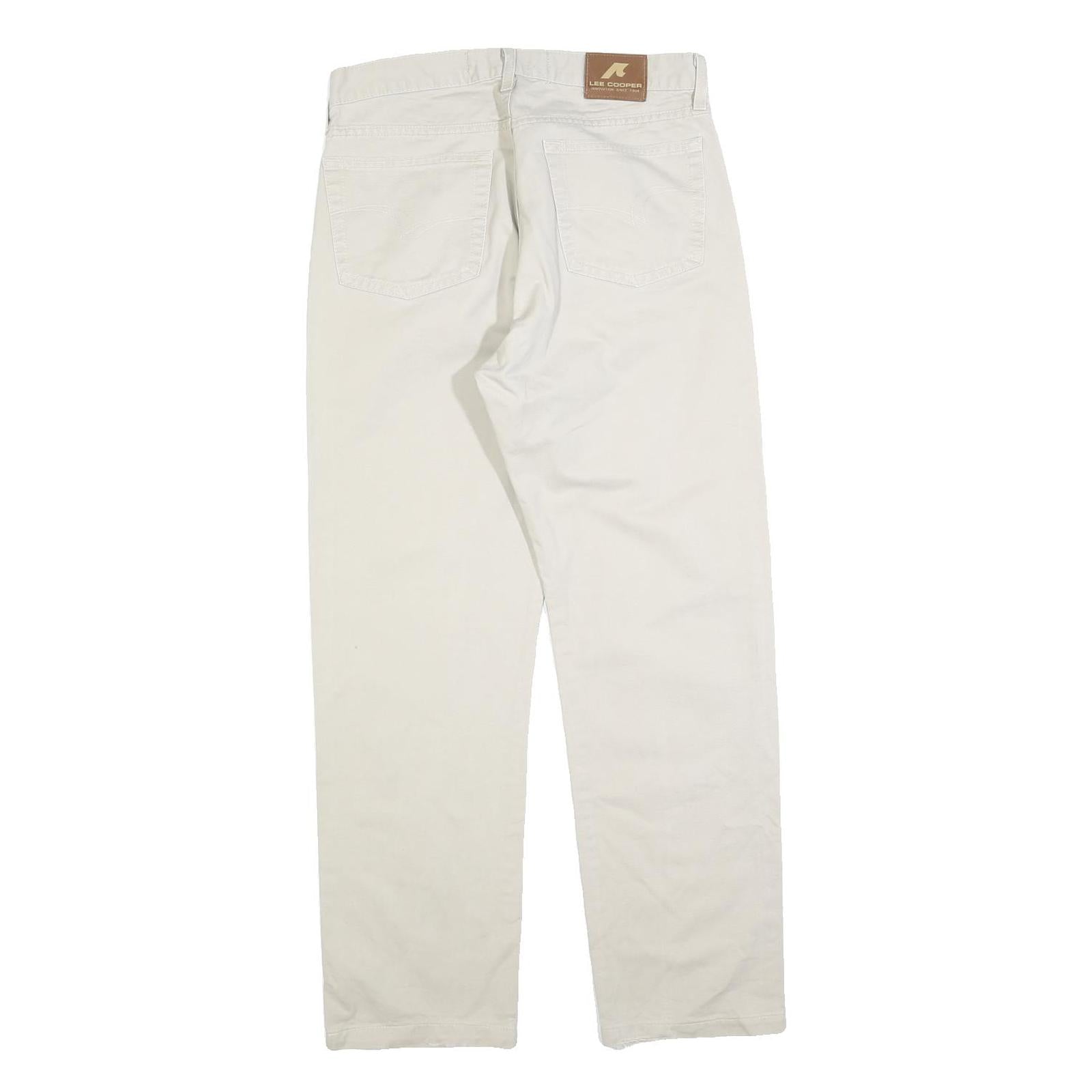 LEE COOPER Mens Cotton Blend Beige Regular Straight Trousers W32 L29 Classic Zip