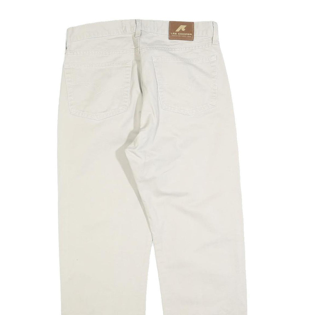 LEE COOPER Mens Cotton Blend Beige Regular Straight Trousers W32 L29 Classic Zip