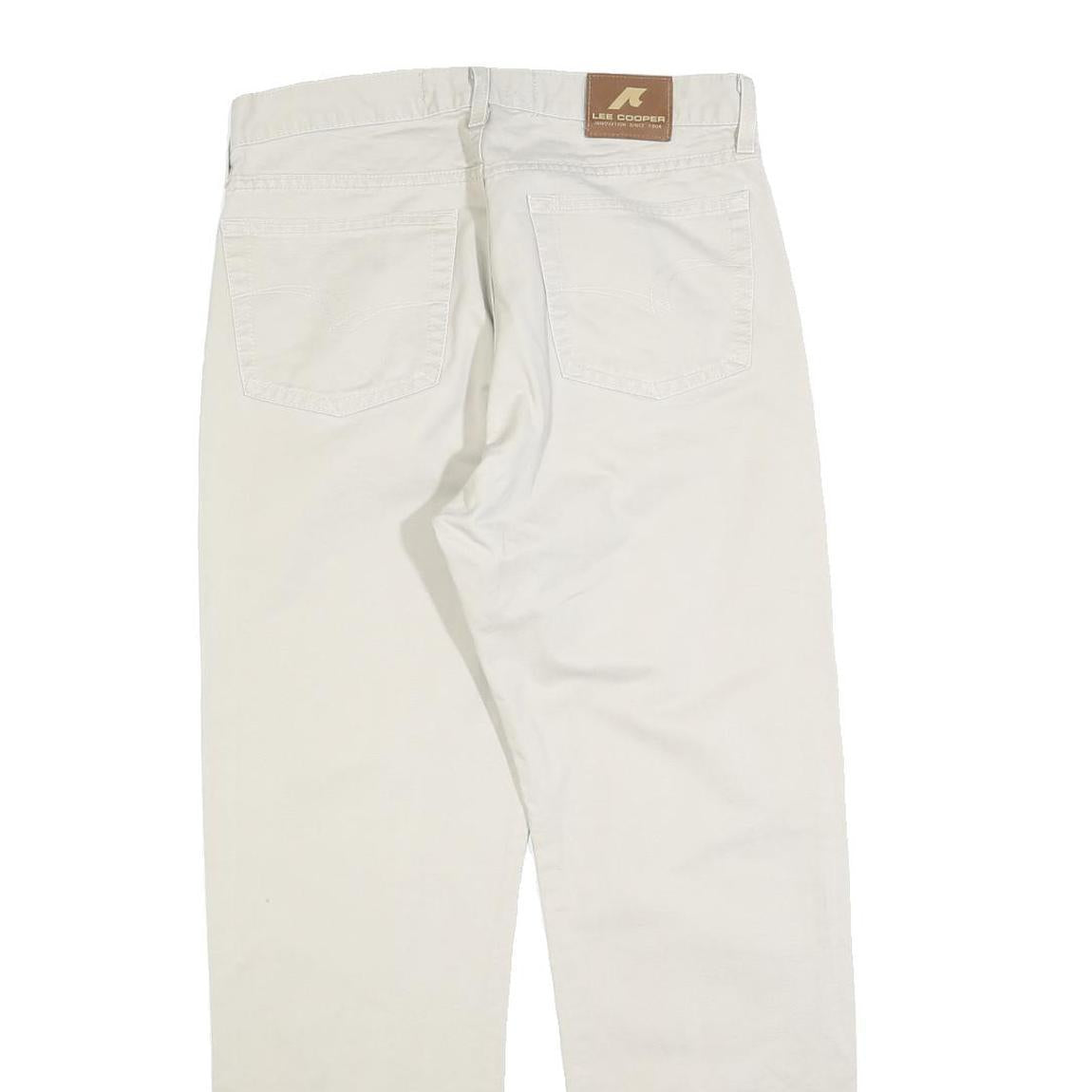 LEE COOPER Mens Cotton Blend Beige Regular Straight Trousers W32 L29 Classic Zip