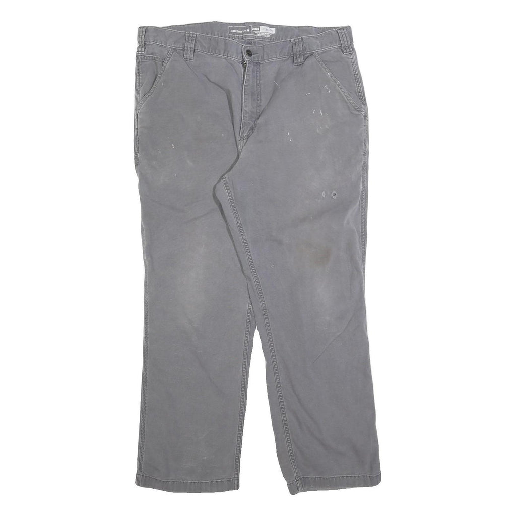 CARHARTT Mens Relaxed Grey Cotton Blend Zip Trousers W38 L30 Workwear Casual