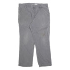 CARHARTT Mens Relaxed Grey Cotton Blend Zip Trousers W38 L30 Workwear Casual