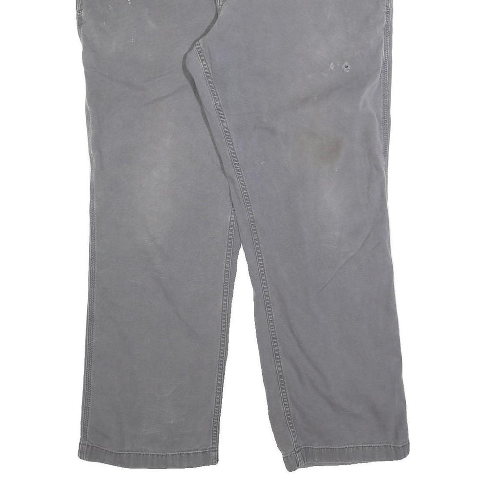 CARHARTT Mens Relaxed Grey Cotton Blend Zip Trousers W38 L30 Workwear Casual