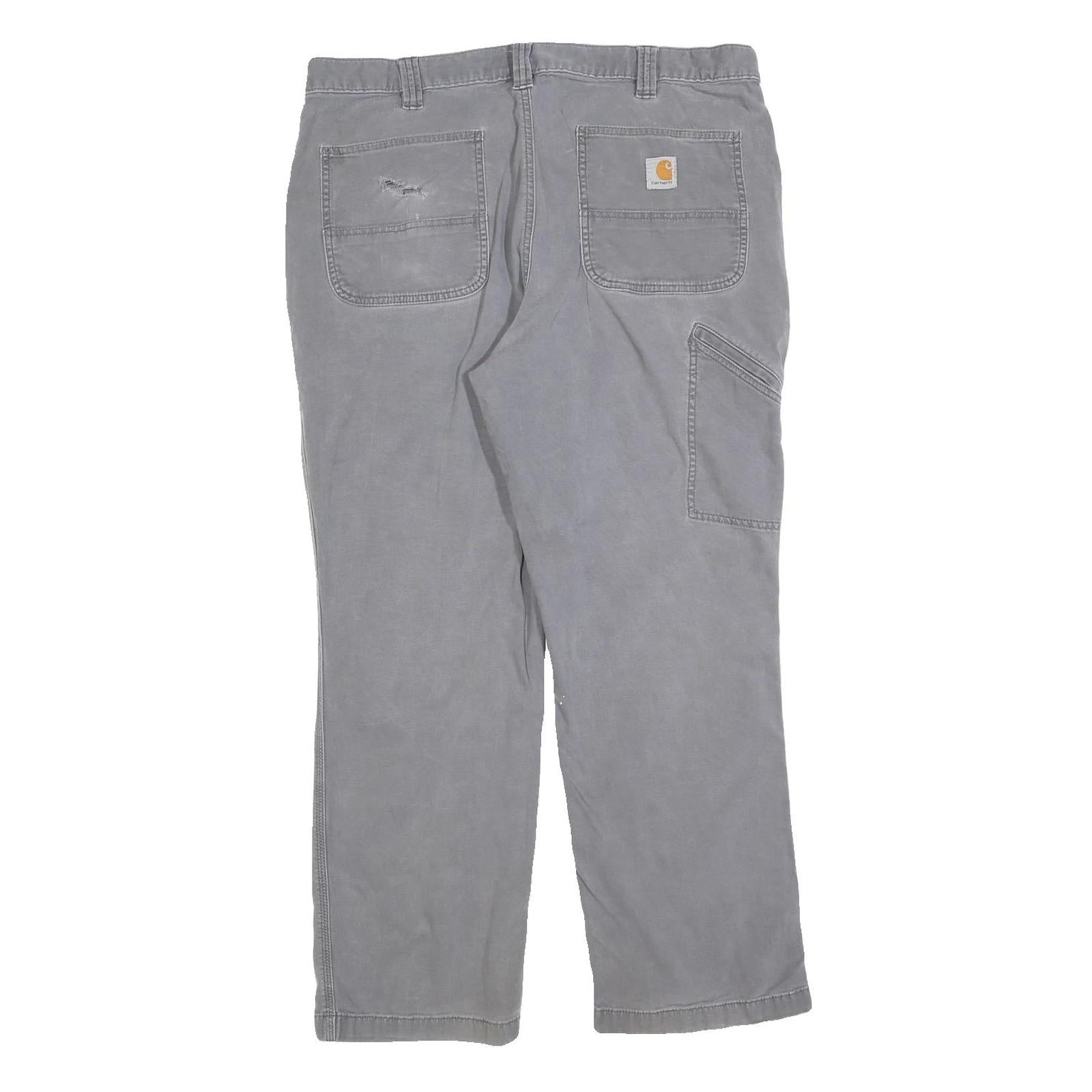 CARHARTT Mens Relaxed Grey Cotton Blend Zip Trousers W38 L30 Workwear Casual