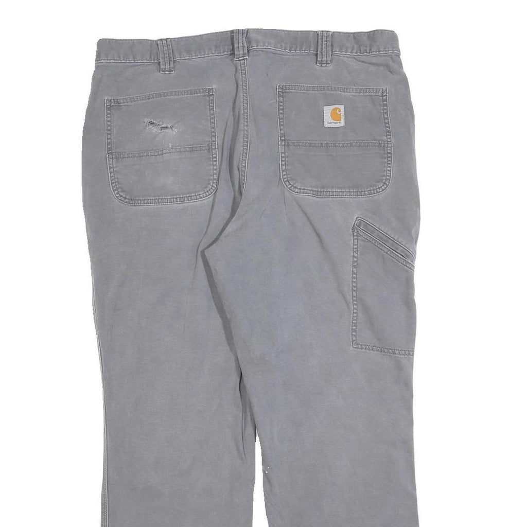 CARHARTT Mens Relaxed Grey Cotton Blend Zip Trousers W38 L30 Workwear Casual