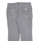 CARHARTT Mens Relaxed Grey Cotton Blend Zip Trousers W38 L30 Workwear Casual