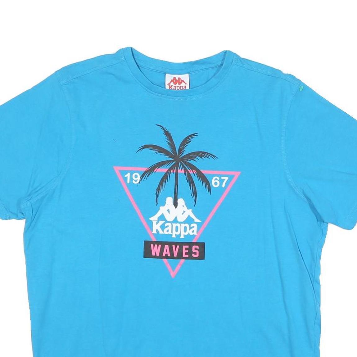 KAPPA Mens Blue Waves Graphic T-Shirt M Short Sleeve Crew Neck Casual