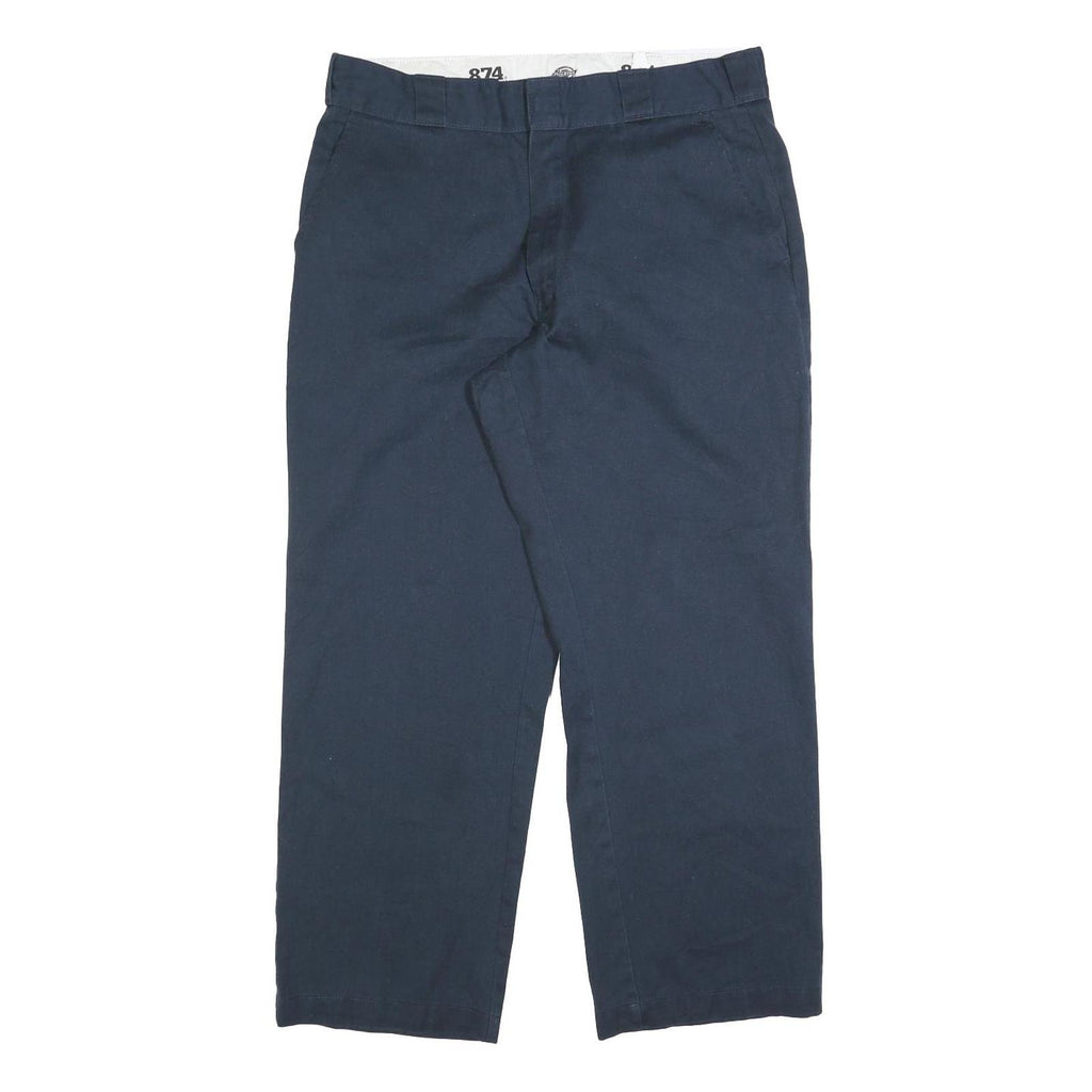 DICKIES Mens Relaxed Navy Blue Straight Leg Trousers W36 L29 Durable Workwear