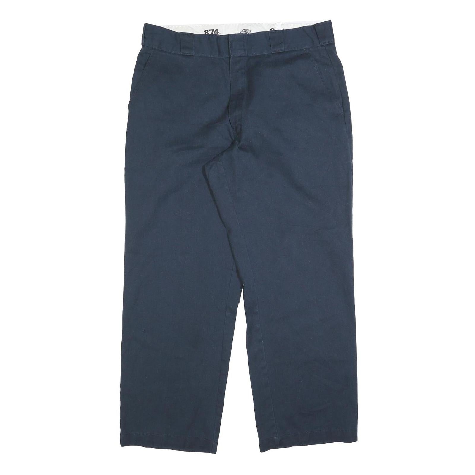 DICKIES Mens Relaxed Navy Blue Straight Leg Trousers W36 L29 Durable Workwear