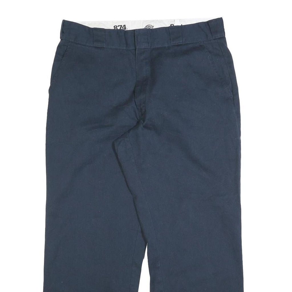 DICKIES Mens Relaxed Navy Blue Straight Leg Trousers W36 L29 Durable Workwear