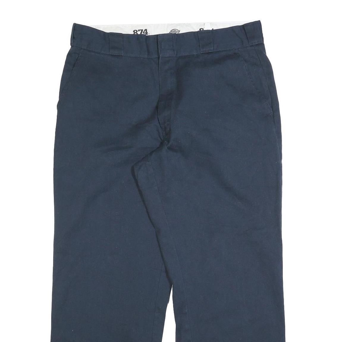 DICKIES Mens Relaxed Navy Blue Straight Leg Trousers W36 L29 Durable Workwear