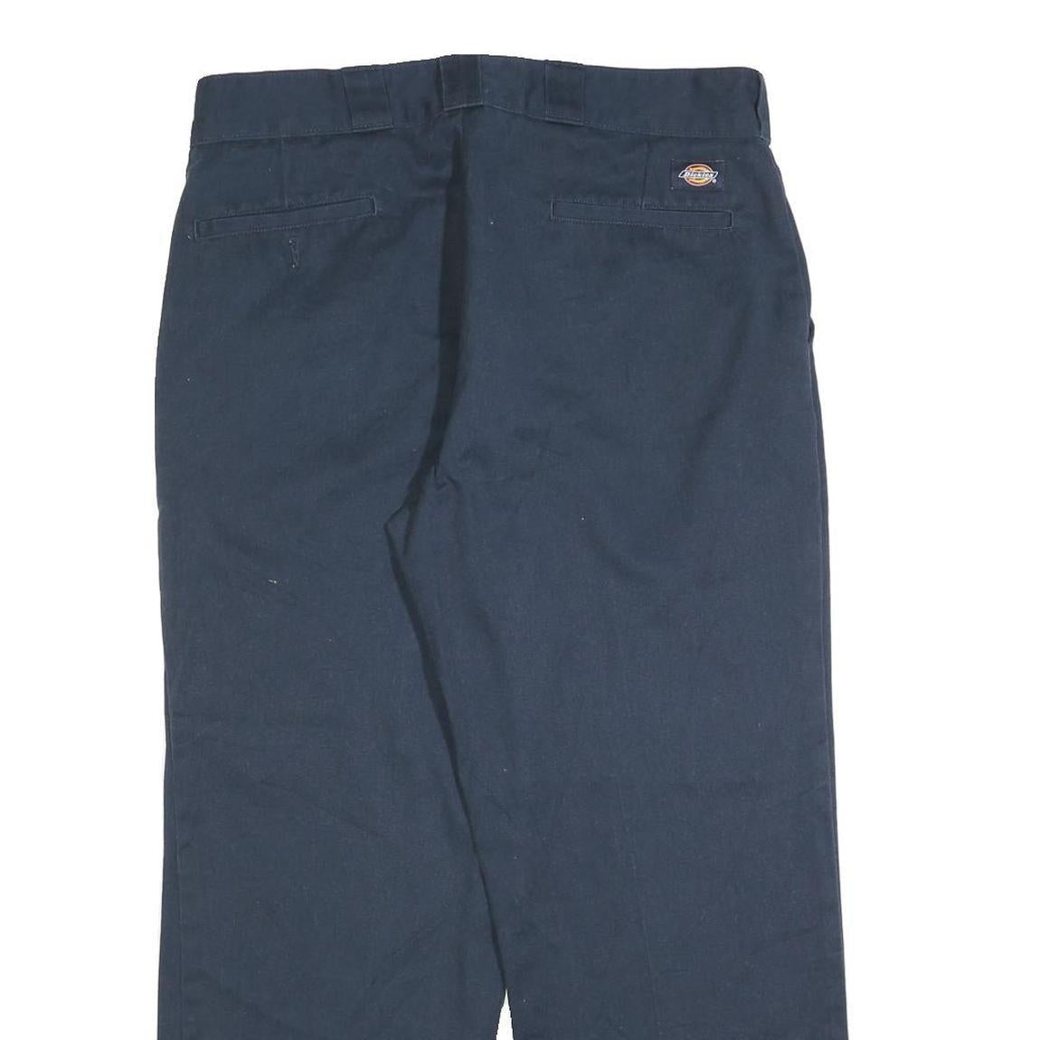 DICKIES Mens Relaxed Navy Blue Straight Leg Trousers W36 L29 Durable Workwear