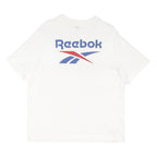 REEBOK Mens White L Cotton Blend Short Sleeve Crew Neck Logo T-Shirt
