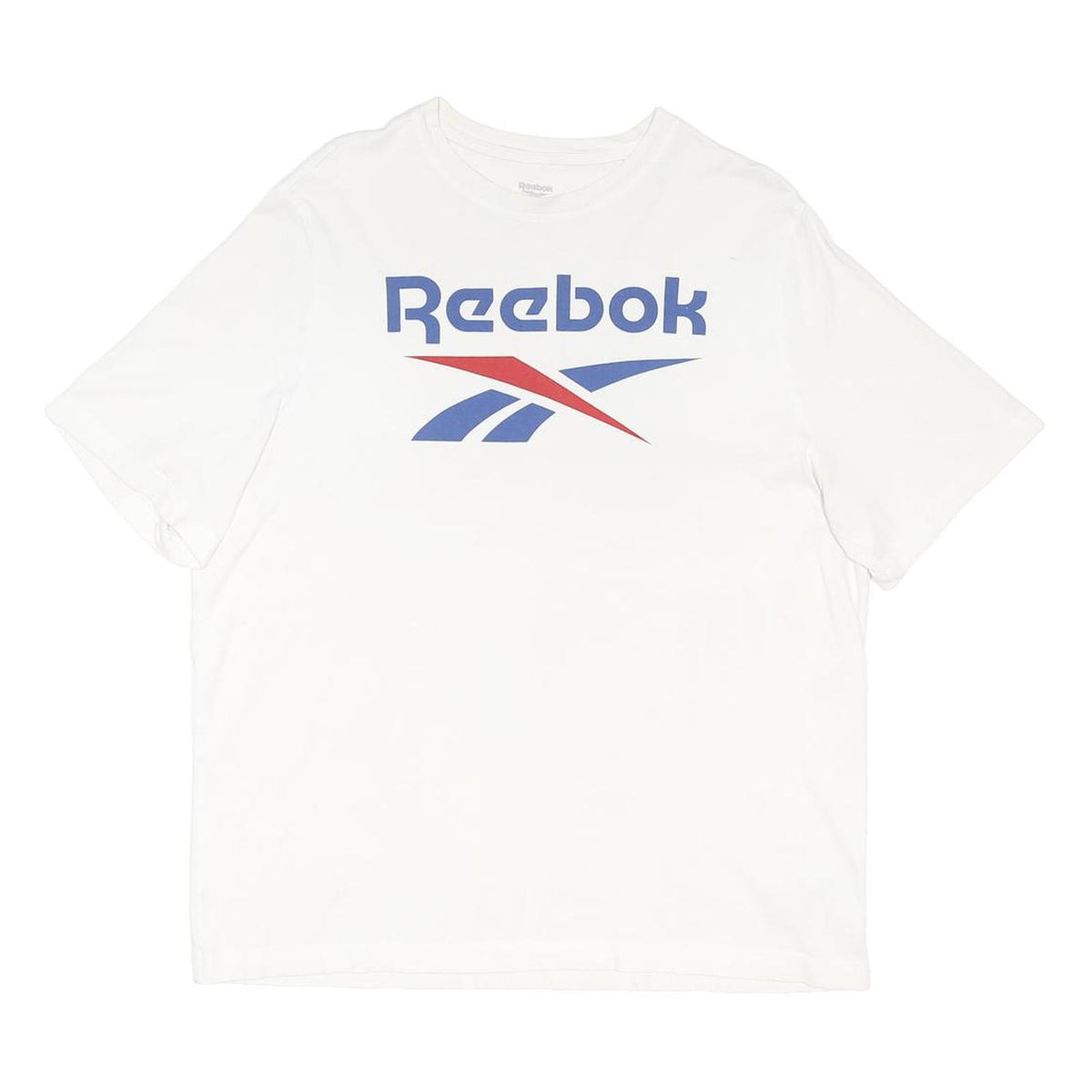 REEBOK Mens White L Cotton Blend Short Sleeve Crew Neck Logo T-Shirt