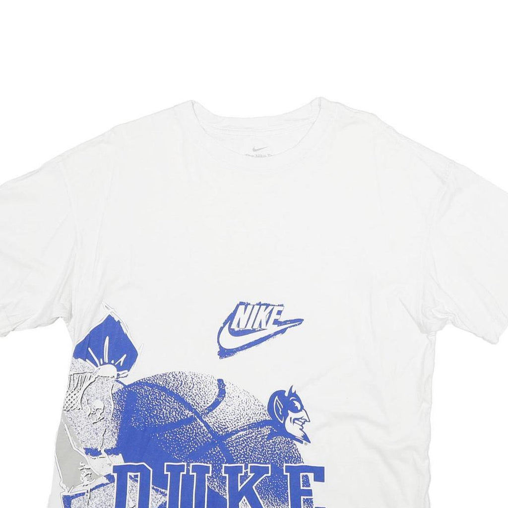 NIKE Mens White Duke Blue Devils Graphic T-Shirt L Short Sleeve Crew Neck