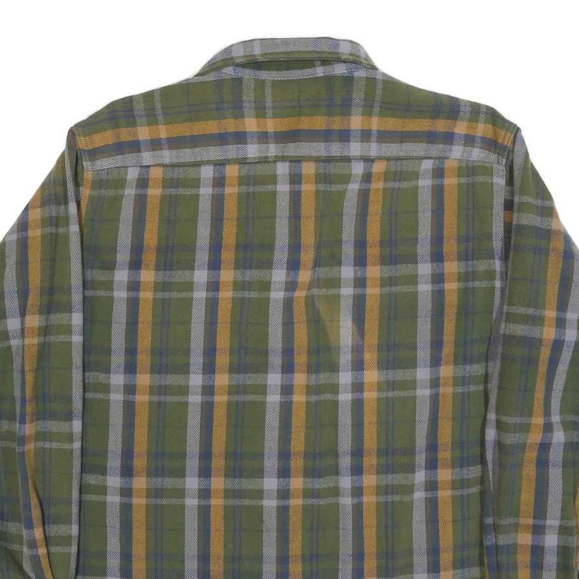 FIELDMASTER Mens Green & Yellow Check Shirt L Cotton Blend Workwear Button