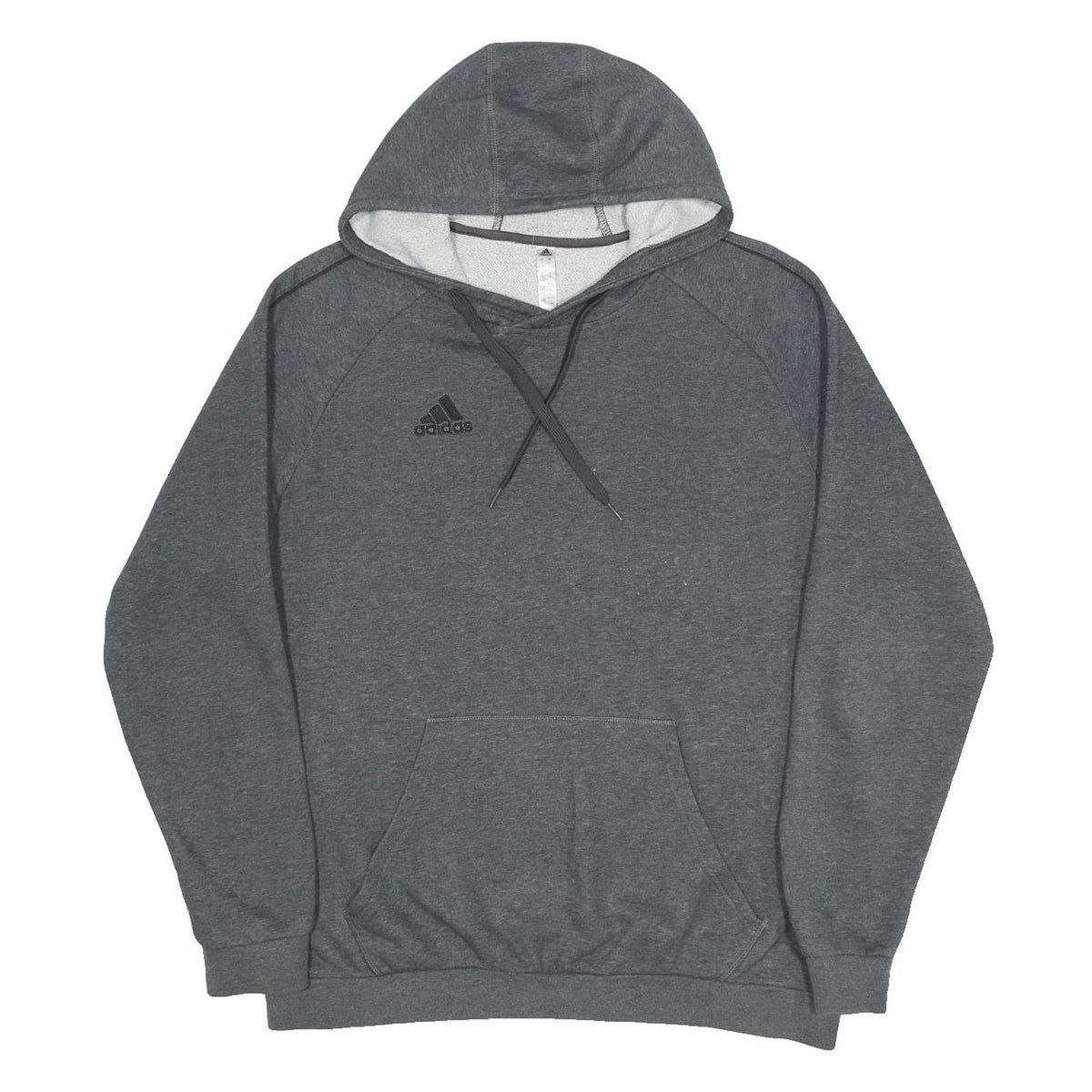 ADIDAS Mens Grey Hoodie L Cotton Blend Pullover Sports Casual