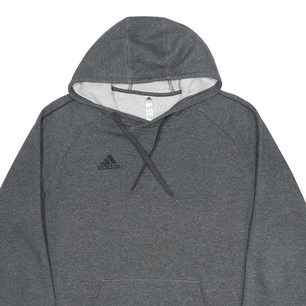 ADIDAS Mens Grey Hoodie L Cotton Blend Pullover Sports Casual