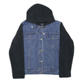 COMPANIE DE CALIFORNIE Girls Blue & Black Denim Hoodie L Cotton Blend Casual