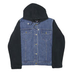 COMPANIE DE CALIFORNIE Girls Blue & Black Denim Hoodie L Cotton Blend Casual