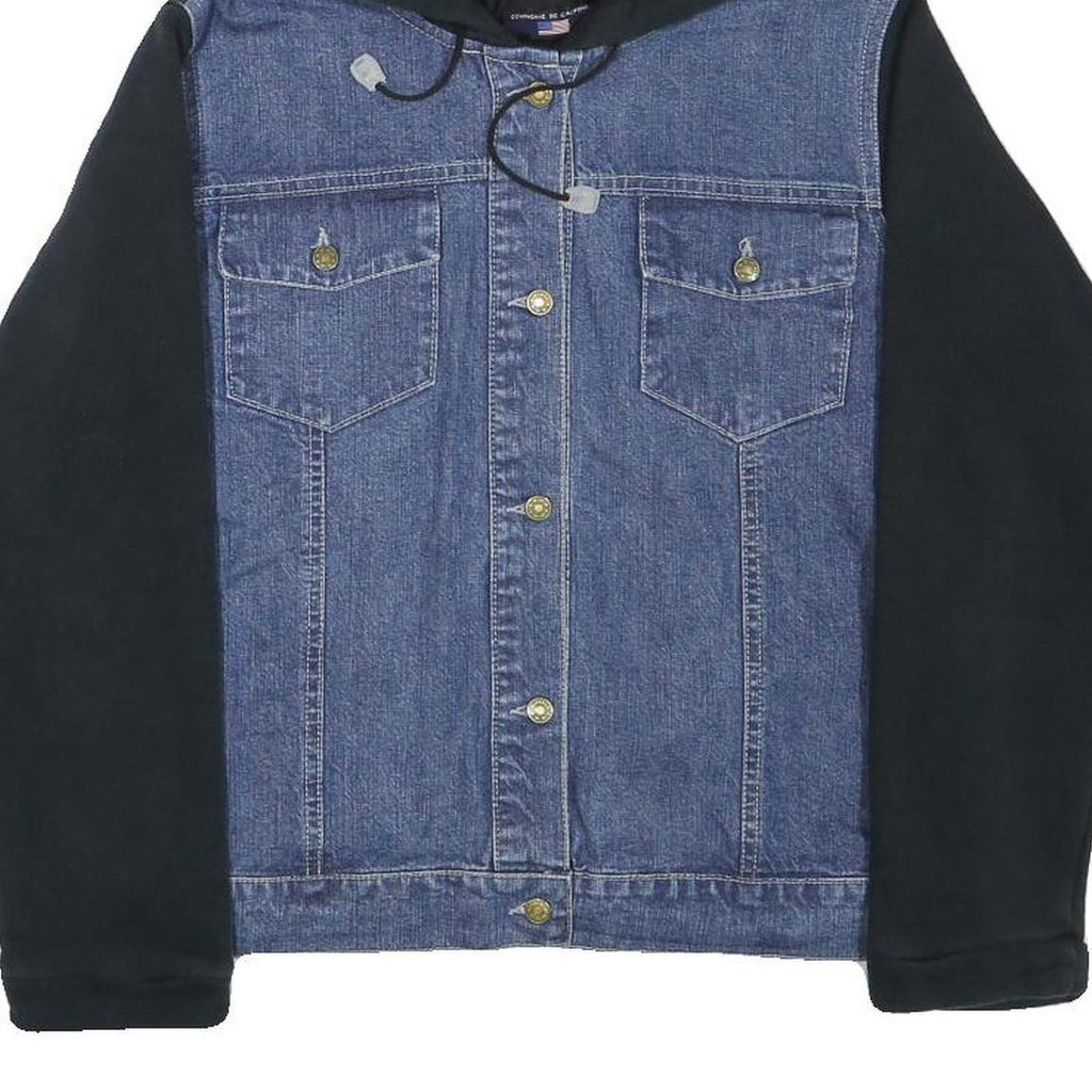 COMPANIE DE CALIFORNIE Girls Blue & Black Denim Hoodie L Cotton Blend Casual