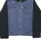 COMPANIE DE CALIFORNIE Girls Blue & Black Denim Hoodie L Cotton Blend Casual