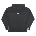 ADIDAS Womens Black Cotton Blend Hoodie UK 6 Three Stripe Ribbed Cuffs Casual