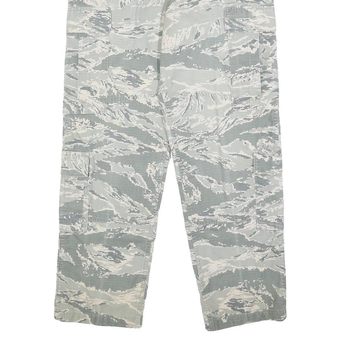 Womens Regular Fit Grey Camouflage Cotton Blend Button Cargo Trousers W34 L29