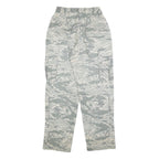 Womens Regular Fit Grey Camouflage Cotton Blend Button Cargo Trousers W34 L29