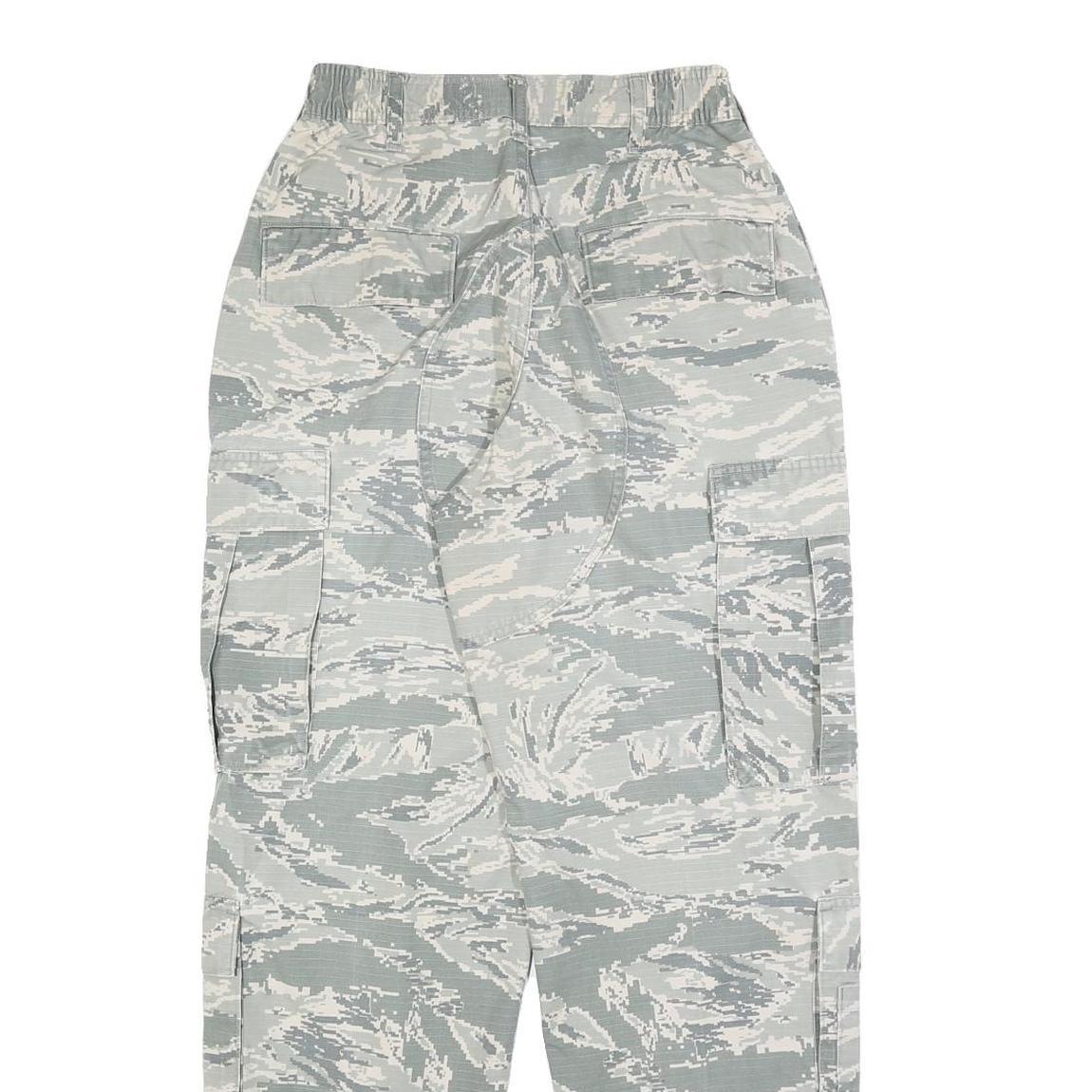 Womens Regular Fit Grey Camouflage Cotton Blend Button Cargo Trousers W34 L29