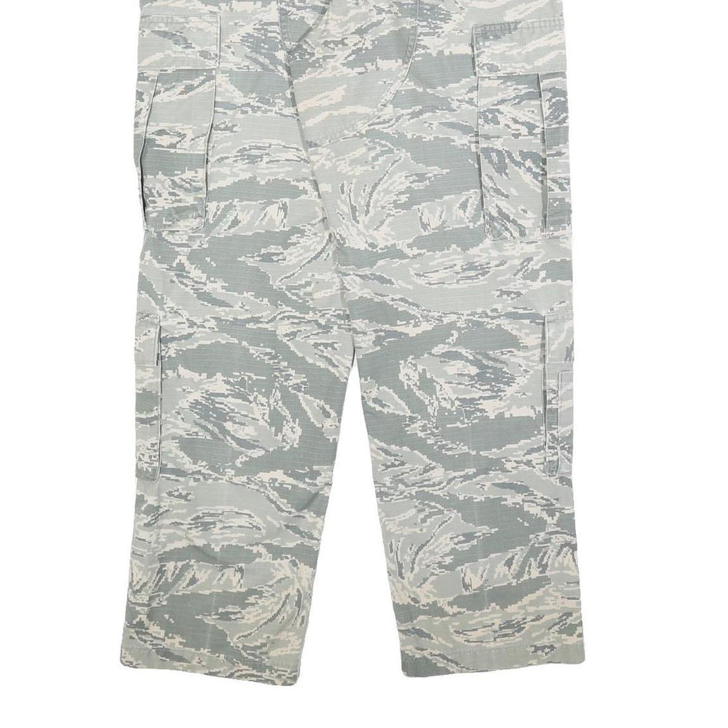 Womens Regular Fit Grey Camouflage Cotton Blend Button Cargo Trousers W34 L29