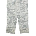 Womens Regular Fit Grey Camouflage Cotton Blend Button Cargo Trousers W34 L29