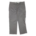 DICKIES Mens Polyester Blend Grey Regular Straight Trousers W38 L30 Workwear Zip