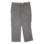 DICKIES Mens Polyester Blend Grey Regular Straight Trousers W38 L30 Workwear Zip