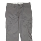 DICKIES Mens Polyester Blend Grey Regular Straight Trousers W38 L30 Workwear Zip
