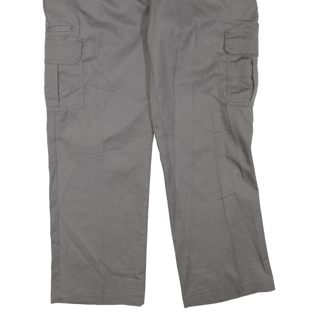 DICKIES Mens Polyester Blend Grey Regular Straight Trousers W38 L30 Workwear Zip