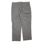 DICKIES Mens Polyester Blend Grey Regular Straight Trousers W38 L30 Workwear Zip
