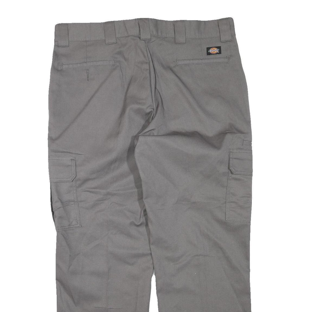 DICKIES Mens Polyester Blend Grey Regular Straight Trousers W38 L30 Workwear Zip