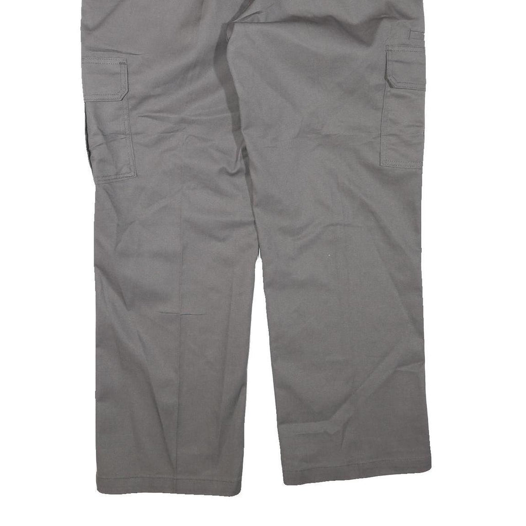 DICKIES Mens Polyester Blend Grey Regular Straight Trousers W38 L30 Workwear Zip