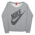 NIKE Womens Grey Sweatshirt Crew Neck S Cotton Blend Logo Print Casual