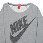 NIKE Womens Grey Sweatshirt Crew Neck S Cotton Blend Logo Print Casual