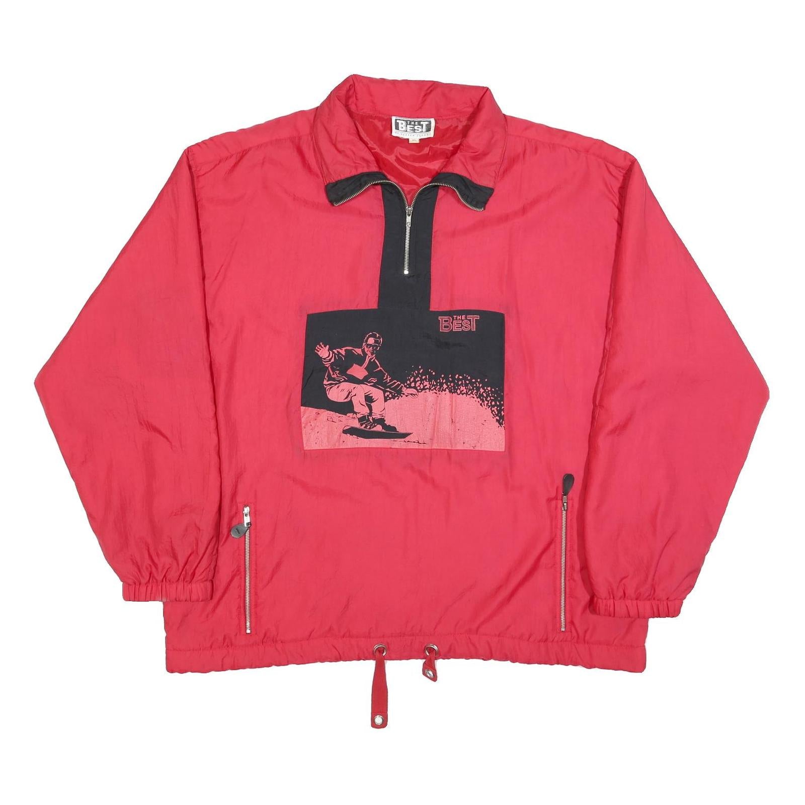 THE BEST Mens Red Zip Jacket XL Polyester Blend Plain Winter Lightweight