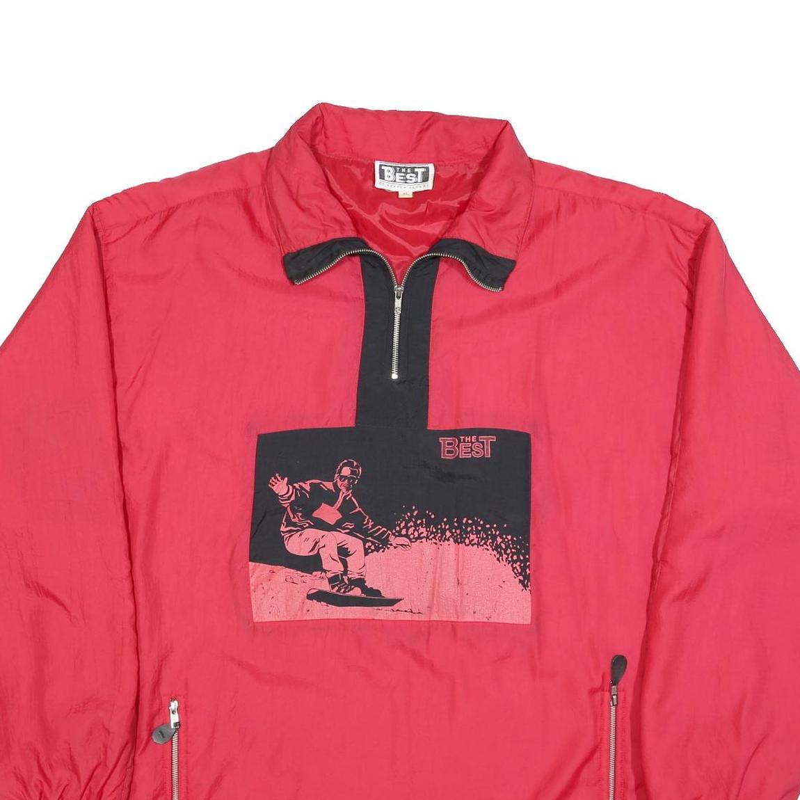 THE BEST Mens Red Zip Jacket XL Polyester Blend Plain Winter Lightweight