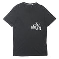 CK JEANS Mens Black Cotton Blend Crew Neck Short Sleeve Top L Logo Print