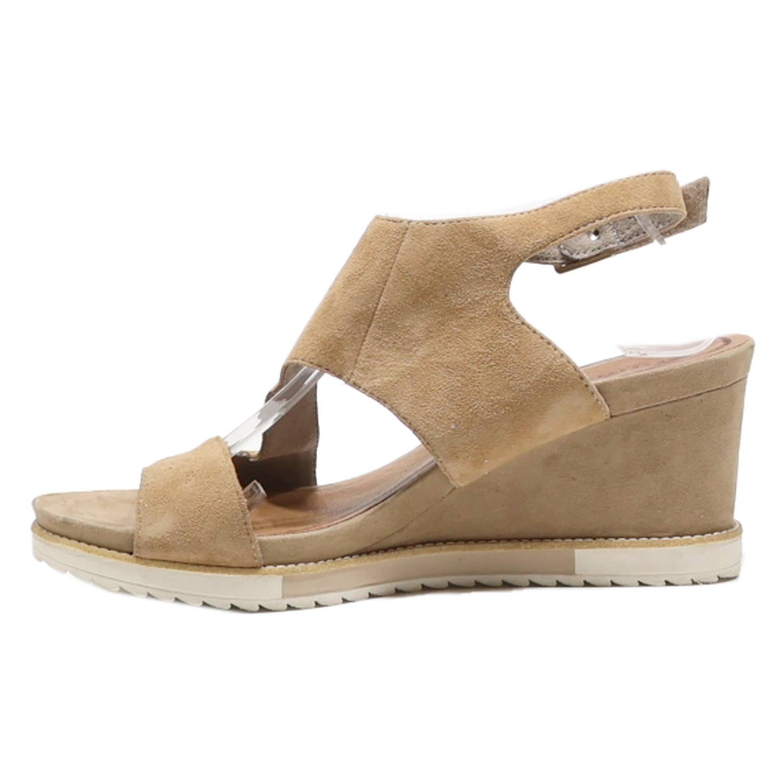 TAMARIS Wedge Strappy Sandals Brown Leather Womens UK 8